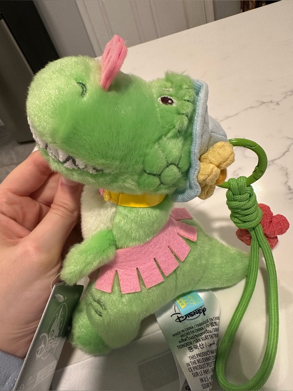 NWT Disney Toy Story Rex Small Green Plush Bag Clip Keychain with Strap Loop